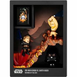 FANDROP FAN0630996920732 Figura Star Wars Obi-Wan vs Anakin con escena de culto, Vitrina y mini póster - 18 cm