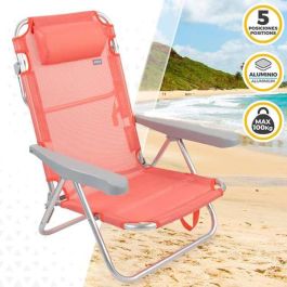 Silla playa plegable aluminio 5 posiciones flamingo 48x46x84 cm con cojin y asa. Silla playa plegable aluminio 5 posiciones flamingo 48x46x84 cm con cojin y asa.