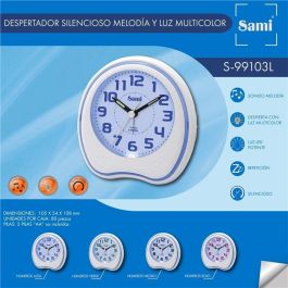 SAMI Despertador Sami Infantil Blanco con Melodías y Luz, Color Negro