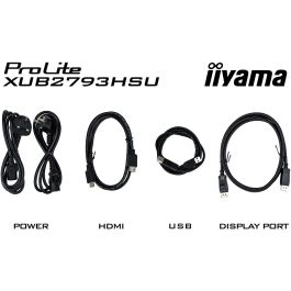 Iiyama ProLite XUB2793QSU-B7 Pantalla 27" IPS WQHD 100Hz, Soporte Ajustable, AdaptiveSync, Altavoces, USB, HDMI, DisplayPort