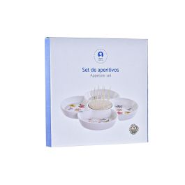 DKD Home Decor Aperitivo Colección Tropic Garden Multicolor Natural Gres y Bambú 22 x 7 x 22 cm