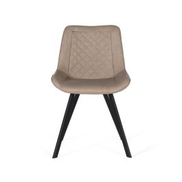 Giner y Colomer - Lote de 2 Sillas Beige con Tapizado PU y Pies de Acero Negro