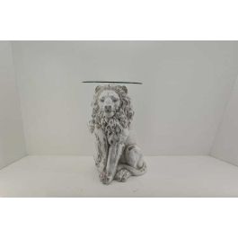 DKD Home Decor Mesita Auxiliar Neoclasica Desmontable Blanco 52x44x72 cm, de Magnesia y Cristal con Detalle León Precio: 108.63138. SKU: B1C2XGRNE3
