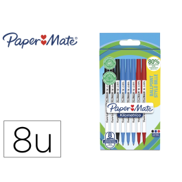 Papermate Bolígrafo Kilométrico Punta 1 mm Plástico Reciclado 80% Blister 6 Unidades Negro