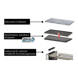 UNOLD Tischgrill Raclette Delice Basic 48760, para 8 personas, 2 placas antiadherentes desmontables, potencia 1200W, termostato ajustable, color negro y acero inoxidable