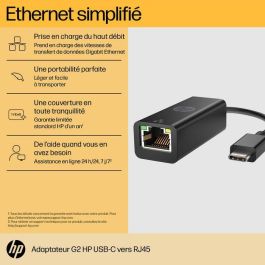 HP Adaptador USB-C a RJ45 G2 Negro, 1 Puerto RJ45, para Ordenadores con Puerto USB-C
