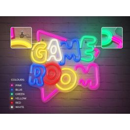 Forever Lámpara Neon Plexi LED Decoración Game Room - Luz Multicolor, Regulador de Intensidad, Alimentación por USB, Incluye Soporte para Pared