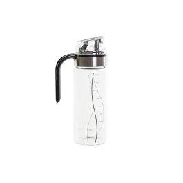 DKD Home Decor Aceitera Vinagrera Basicos de Borosilicato e Inox 450ml Transparente/Negro, Apto Lavavajillas, 7x22x10.5 cm