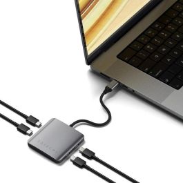 Satechi Hub USB-C 4 Puertos con Power Delivery 100W y 10 Gbps, Adaptador Compacto Gris para MacBook Air/Pro y iPad Pro