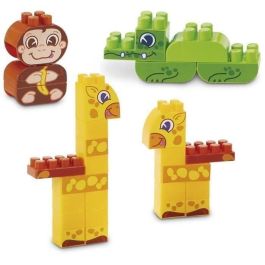 Ecoiffier Abrick Cofre de Bloques de Construcción Selva 200 Piezas con 3 Animales para Construir y Caja de Almacenamiento para Bebés +18 Meses