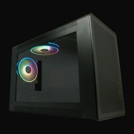 LC-Power LC-716MB-ON Micro Torre PC Negra para Gaming, micro ATX/Mini-ITX, Vidrio Templado, Ventana, Iluminación RGB