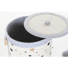 DKD Home Decor Cesta de Bambú y Fieltro Set de 4 con Estrellas, Blanco, Gris, Dorado, Negro 36 x 50 x 36 cm