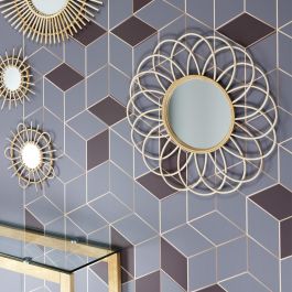 Home Deco Factory Espejo Ratán Forma Rosetón Diámetro 56 cm Natural