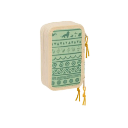 Plumier Triple Mufasa Verde Beige 12,5 x 19,5 x 5,5 cm 37 Piezas