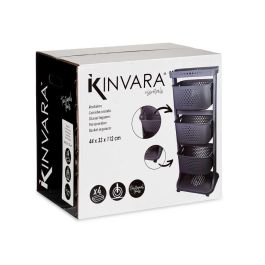 Kinvara Verdulero Plástico 3 Alturas con Ruedas, Color Antracita, 33x11.2x42 cm