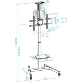 TooQ FS1184M-B Soporte de Suelo con Ruedas para TV 37-70" hasta 80kg Rotación 90° Altura Ajustable Negro