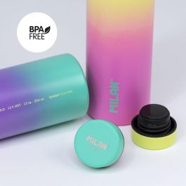 Milán Botella Isotérmica Sunset Amarilla 591 ml Acero Inoxidable 304 Aislamiento Vacío Doble Capa 12h Caliente 24h Frío