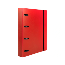 Liderpapel Carpeta con Recambio A4 Cuadro 5mm 100 Hojas 80g Polipropileno 4 Anillas Mixtas 25mm Rojo