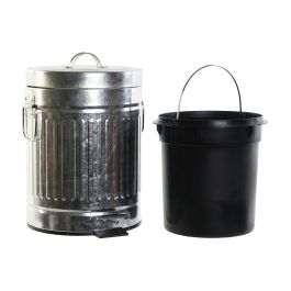 DKD Home Decor Papelera Basicos 5L Plateada de Hierro y PP 20x20x31 cm