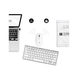Subblim Combo Multidispositivo Compacto Silver - Teclado y Ratón Inalámbricos Bluetooth 5.2, Receptor USB 2.4G, SUBKBC-OCO015