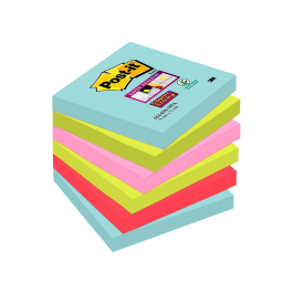 Post-It Notas Adhesivas Super Sticky 4 Colores Lugares Cosmic 76x76 mm, 6 Blocs