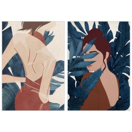 DKD Home Decor Cuadro Tropical para Pared con Diseño de Mujer en Lienzo Multicolor y Marco de PS 83 x 123 cm (Pack de 2 Unidades)