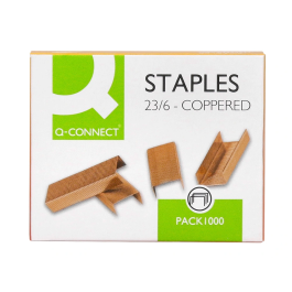 Q-connect Grapas Nº 23/6 Cobreadas Caja de 1000 Unidades