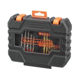 Black + Decker A7232 Set 50 Accesorios de Taladrado y Atornillado con Brocas de Madera, Hormigón, HSS-Tin y Puntas de Destornillador