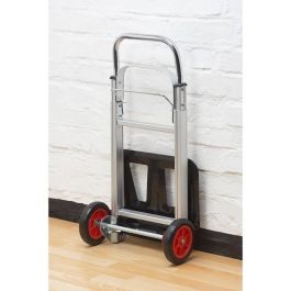 Meister Carro de Carga Plegable de Aluminio 90 kg, con Ruedas de 150 mm, Plataforma 240x385 mm, Ajustable y Robusto, Gris