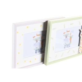 DKD Home Decor Decoracion Kids Baobab Leon Mapache Blanco Azul Verde MDF 1.5 x 17.5 x 22.5 cm (6 Unidades)