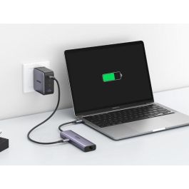 UGREEN UG60515 Base para Portátil y Replicador de Puertos USB-C, HDMI 4K 60Hz, USB 3.0, Ethernet Gigabit, Power Delivery 100W Gris