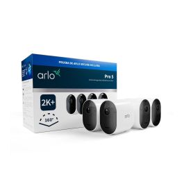 Arlo AAAOU33059 Pro 5 2K+ Cámara de Seguridad Conectada - 4 Cámaras - Visión Nocturna a Color - Wi-Fi Doble Banda