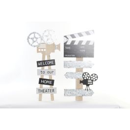 DKD Home Decor Decoración Pared Vintage Tema Cine Gris Negro MDF 70x32x2 cm (2 Unidades) Precio: 30.01284. SKU: S3029448