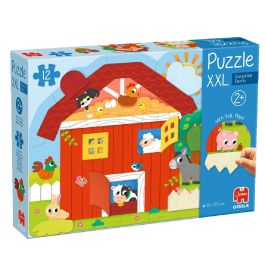 GOULA Puzzle XXL Granja Sorpresa 1110100763 - 12 Piezas con Texturas Táctiles, Juguete Sensorial Educativo para Niños +2 Años
