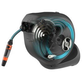 Gardena RollUp S Enrollador de Manguera Automático de Pared 15m 11mm, Rebobinado Antitorsión, Kit Listo para Usar, Borde Azul