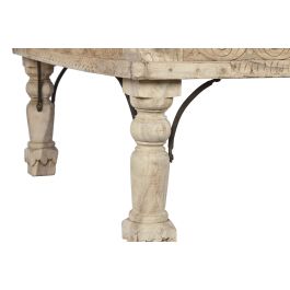 DKD Home Decor Mesa Centro Natural Madera Maciza Tallada 150x90x45 cm