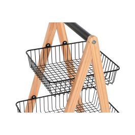 DKD Home Decor Frutero Loft Negro Natural 32 x 48 x 79 cm Acero Pino