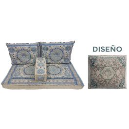 DKD Home Decor Sillón Verde de Algodón Colección Lahaul Acabado Desgastado 4 Piezas 155x76x65 cm Altura Asiento 13 cm 22 kg