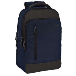 Safta business Mochila escolar para ordenador portátil de 15,6 pulgadas, Negro-Azul-Gris, 290x150x440 mm