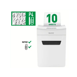 Leitz IQ Protect Premium 10x P4 Destructora de Documentos, Corte Partículas Nivel Seguridad 4, Capacidad + de 10 Hojas
