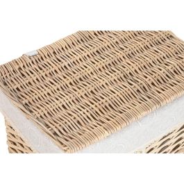 DKD Home Decor Cesta de Ropa Boho Natural 35 x 55 x 47 cm - Set de 5 Cestas de Mimbre y Poliéster