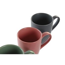 DKD Home Decor Mug Scandi Set de 6, Gres 160 ml, Hecho a mano, Verde y Rosa, Apto Microondas y Lavavajillas