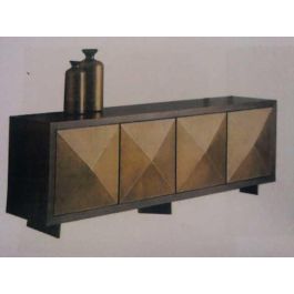 DKD Home Decor Aparador Glam Marron Oscuro y Dorado de Madera de Mango y Acacia con 2 Puertas y 2 Estanterías 156.5x84x43 cm