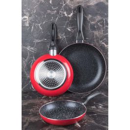 San Ignacio Set 3 sartenes SG-6855 Aluminio Prensado Rojo Marmolado Ø16/20/24 cm Apto Inducción