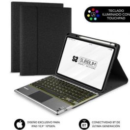 Subblim SUBKT4-BTPI02 Funda con Teclado KeyTab Pro BT para iPad 10.9" 10a Gen, Retroiluminado, Touchpad, Negro, QWERTY Español, Antigolpes, Ranura Apple Pencil
