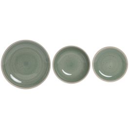 Vajilla Basicos DKD Home Decor Verde Blanco 27 x 3 x 27 cm Set de 18 Vajilla Basicos DKD Home Decor Verde Blanco 27 x 3 x 27 cm Set de 18