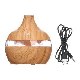 Acorde Humidificador Redondo Eléctrico Madera 11x11x11.6 cm con Cable USB