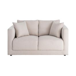 Sofá 2 Plazas Crema Tejido-Madera 165 X 96 X 86 cm
