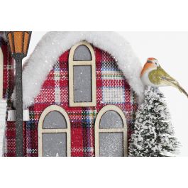 DKD Home Decor Decoración Luminosa Navideña Casa Alpina LED Rojo Blanco Verde 2 Unidades 18x31x27 cm