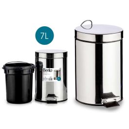 Papelera 7L Acero Inoxidable Con Pedal Berilo 27X30CM (4 Unidades) Precio: 40.79000024. SKU: B19MPFAXDW